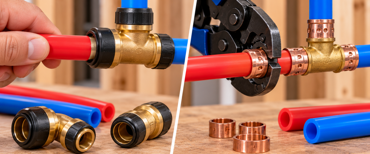 Push-to-Connect vs Crimp Fittings (2026) — Which Should You Use for PEX?