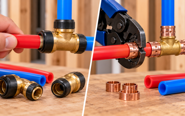 Push-to-Connect vs Crimp Fittings (2026) — Which Should You Use for PEX?
